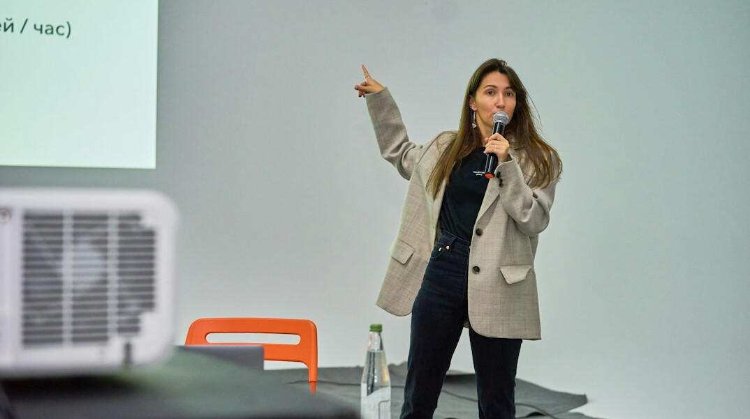 woman practicing speech