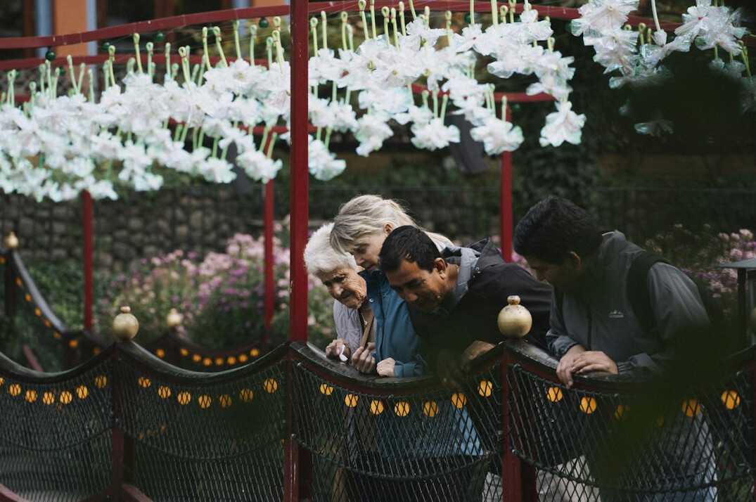 People sharing a moment outdoors